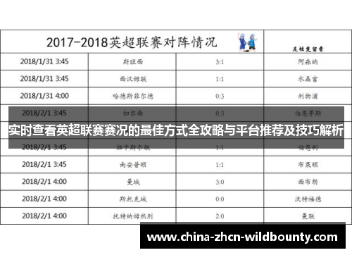 实时查看英超联赛赛况的最佳方式全攻略与平台推荐及技巧解析